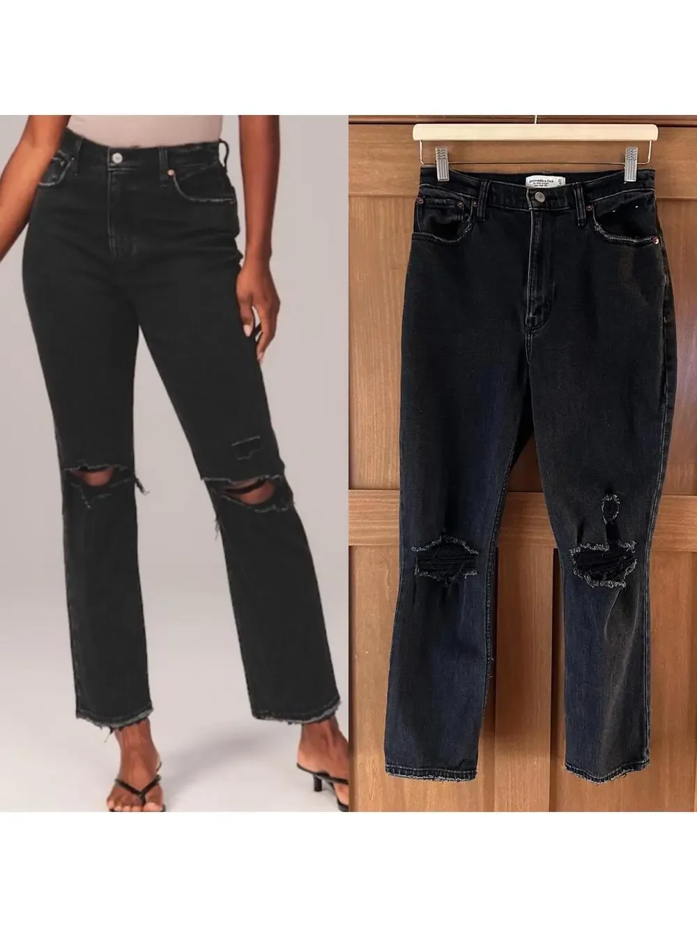Abercrombie & Fitch Ankle Straight Ultra High Rise Curve Jeans Black Women 27/4R - Picture 1 of 14